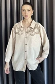 Taş Kadın Nakışlı Oversize Gömlek - 1