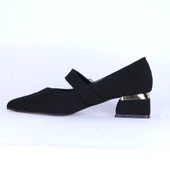 Moda Ayakkabı 169 Siyah Süet Kadın 5Cm Topuklu Ayakkabı - 3