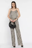 Leopar Desen Leopar Desenli İp Askılı Saten Bluz Pantolon İkili Takım - 2