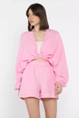 Pembe Kadın Keten Şort - 2