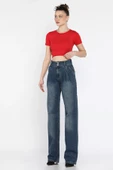 Mavi Tint Pile Detaylı Kadın Jean Kot Pantolon - 2