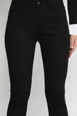 Siyah Kadın Likralı Jean Kot Pantolon - 4