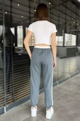 Füme Bel Ve Paça Lastikli Yan Şeritli Kadın Eşofman Altı - 3
