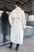 Taş Kadın Bel Kuşaklı Yırtmaçlı Oversize Trençkot - 5