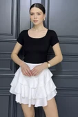 Krem Bel Lastikli Şortlu Etek - 2
