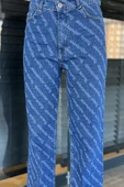 Lacivert Bol Paça Likralı Kadın Jean Kot Pantolon - 4