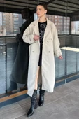 Taş Kadın Bel Kuşaklı Yırtmaçlı Oversize Trençkot - 1