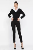 Siyah Kadın Likralı Jean Kot Pantolon - 2