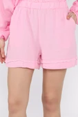 Pembe Kadın Keten Şort - 4