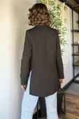 Siyah Yan Yırtmaçlı Astarlı Kadın Blazer Ceket - 3