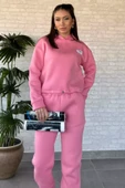 Pembe Kadın Üç İplik Şardonlu Eşofman Takımı - 1