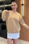 Bisküvi Kadın Üç İplik Şardonlu Bisiklet Yaka Sweatshirt - 1