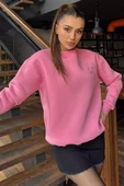 Pembe Kadın Fiyonk Nakışlı Şardonlu Sweatshirt - 1