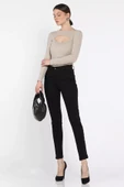 Siyah Yüksek Bel Likralı Kadın Slim Fit Jean Pantolon - 1