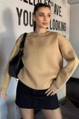 Bisküvi Kadın Fiyonk Nakışlı Şardonlu Sweatshirt - 1