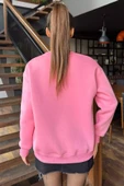 Pembe Kadın Fiyonk Nakışlı Şardonlu Sweatshirt - 4