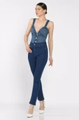 Lacivert Yüksek Bel Kadın Jean Kot Pantolon - 2