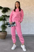 Pembe Kadın Üç İplik Şardonlu Eşofman Takımı - 2