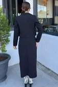 Siyah Kadın Crop Ceket Etek İkili Takım - 4