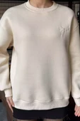 Bej Kadın Fiyonk Nakışlı Şardonlu Sweatshirt - 3