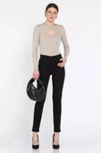 Siyah Yüksek Bel Likralı Kadın Slim Fit Jean Pantolon - 2