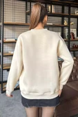 Bej Kadın Fiyonk Nakışlı Şardonlu Sweatshirt - 4