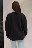Siyah Kadın Bisiklet Yaka Aplikeli Sweatshirt (aplike Ayılar Farklı Gelebilir) - 4