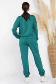 Zümrüt Yeşili Kadın Dik Yaka Yarım Fermuarlı Sweat Pantolon Eşofman Takımı - 3