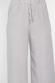 Gri Bel Lastikli Bol Paça Pantolon - 4