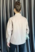 Bej Oversize Kadın Jean Kot Ceket - 4