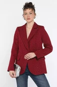Bordo Taş Detaylı Kadın Tarz Blazer Ceket - 1