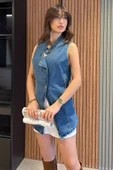 Mavi Kadın Bel Lastkli Jean Kot Yelek - 2