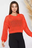 Orange Ajurlu Mevsimlik Triko Bluz - 2