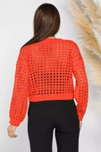 Orange Ajurlu Mevsimlik Triko Bluz - 3