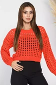 Orange Ajurlu Mevsimlik Triko Bluz - 1