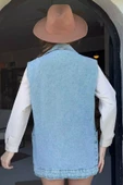 Buzmavisi Kadın Kruvaze Yaka Jean Kot Yelek - 4