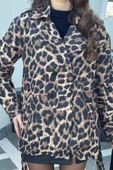 Leopar Desen Leopar Desenli Kuşaklı Kadın Trençkot - 3