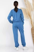Mavi Kadın Dik Yaka Yarım Fermuarlı Sweat Pantolon Eşofman Takımı - 3