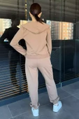 Bisküvi Kadın Kapüşonlu Fermuarlı Sweat Pantolon Eşofman Takımı - 3