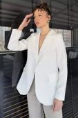 Krem Taş Detaylı Kadın Tarz Blazer Ceket - 2