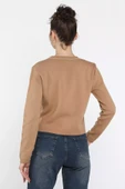 Bej Kadın Kısa Triko Hırka - 3