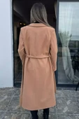 Bisküvi Kadın Astarlı Kuşaklı Kaşe Kaban - 4