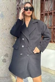 Siyah Kadın Astarlı Kaşe Kaban - 2