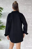 Siyah Çift Cepli Taşlı Kot Jean Ceket - 3