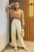 Krem Kadın Triko Pantolon - 2