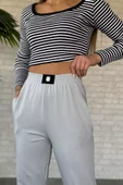Gri Kadın Bel Ve Paça Lastikli Eşofman Altı - 3