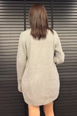 Gri Örme Kadın Triko Hırka - 4