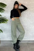Haki Arkası Tokalı Kadın Gabardin Pantolon - 1