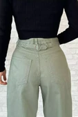 Haki Arkası Tokalı Kadın Gabardin Pantolon - 3