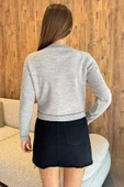 Gri Kadın Triko Ceket - 4
